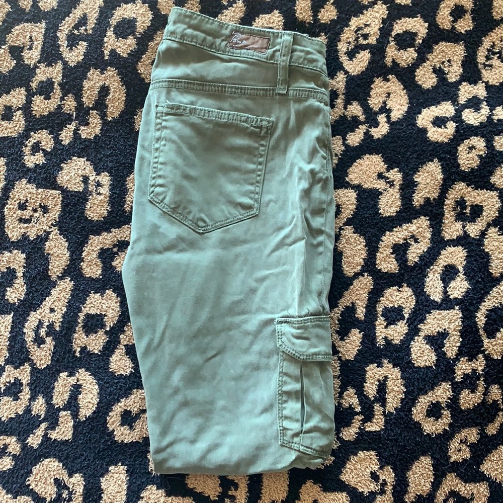 Paige Army Green Cargo Skinny Jeans